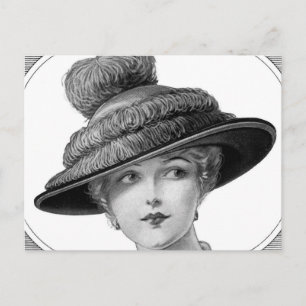 Victorian Hat Lady Postcard