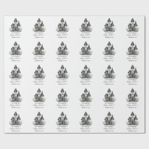 Victorian Haunted House Happy Halloween Wrapping Paper