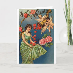 Victorian Heart Shower Valentine's Day Card