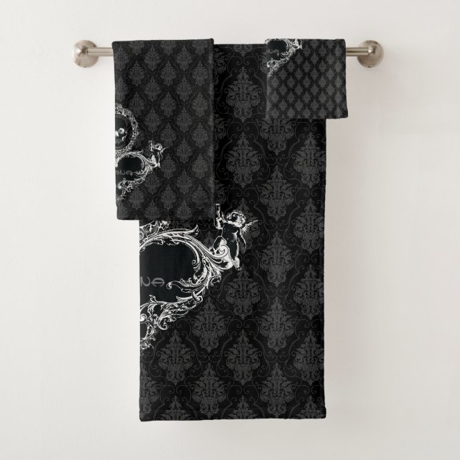 Victorian Heart With Skull Bath Towel Set (Insitu)