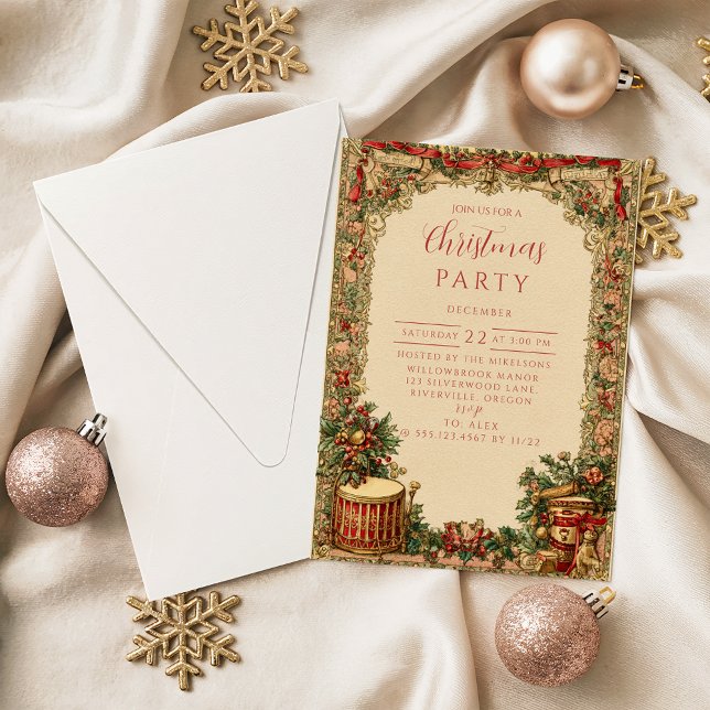 Victorian Holiday Garland Christmas Invitation (Creator Uploaded)