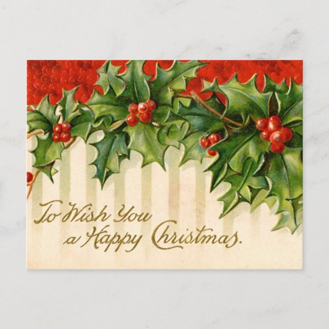 Victorian Holly Christmas Postcards (Front)