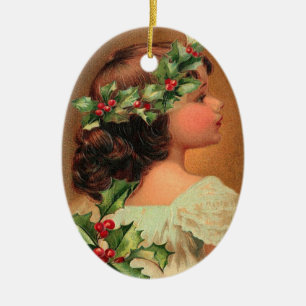 Victorian Holly Girl Ornament