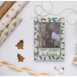 Victorian Holly Photo Holiday Card