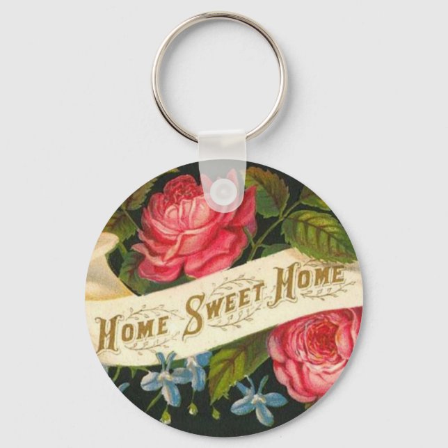 Victorian Home Sweet Home Roses Keychain (Front)