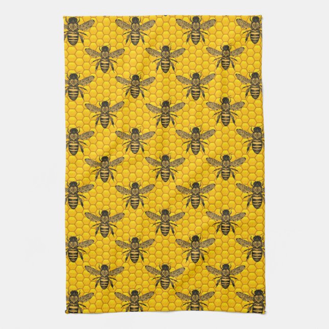 Victorian Honey Bees Kitchen Towel (Vertical)