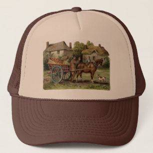 Victorian Horse Drawn Apple Cart Trucker Hat