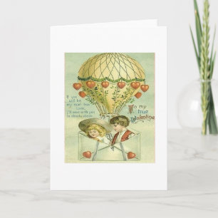 Victorian Hot Air Balloon Valentine's Day Card