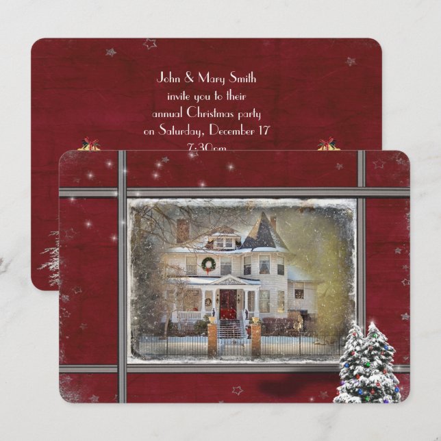 Victorian House Christmas Invitation (Front/Back)