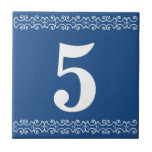 Victorian House Number Tile<br><div class="desc">Victorian House Number Tile - Blue on white with a printer's border</div>
