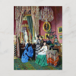 Victorian House Party Women Men Music painting Postcard