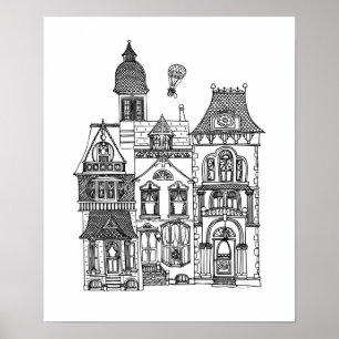 Victorian Houses Colour Me  Poster