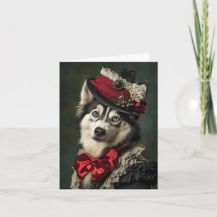 Victorian Husky Christmas Holiday Card