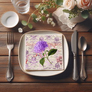 Victorian Hydrangea Ephemera Decoupage Napkin
