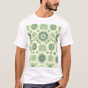 Victorian-Inspired Green Botanical Tile Pattern T-Shirt
