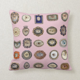 Victorian Inspired Lover's Eye, pink background Throw Pillow