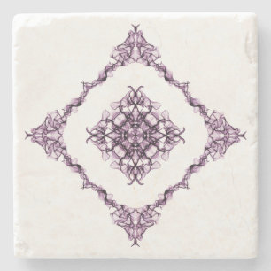 Victorian Inspired Purple Fractal Diamond Design Stone Coaster