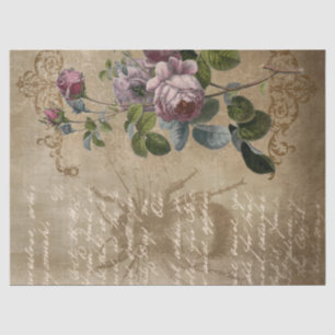 Victorian Inspired Purple Roses and Beetle Tissue Paper