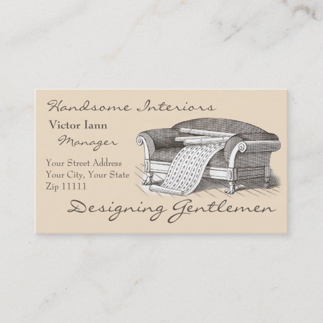 Victorian Interiors for Designer Decorator Business Card (Front)