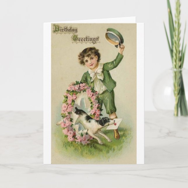Victorian Irish Boy Birthday Greeting Card (Front)