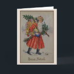 Victorian Italian Christmas Buon Natale Card<br><div class="desc">Vintage / Victorian Italian Christmas greeting card.  Lovely Santa Claus,  Babbo Natale,  walking through the snow with a tree and presents!  Buon Natale!  Merry Christmas! NOTE:  This is a reproduction of a vintage card. Glitter is an image only and not actual glitter on the card.</div>