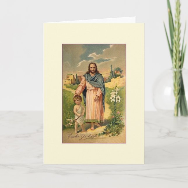 Victorian Jesus Religious Easter Greeting Card (Front)
