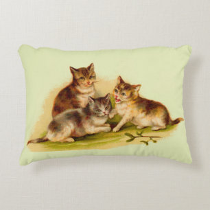 Victorian kittens accent pillow
