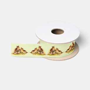 Victorian kittens satin ribbon