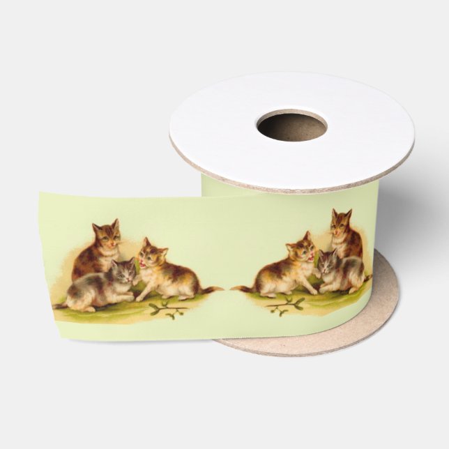 Victorian kittens satin ribbon (Spool)