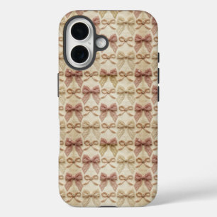 Victorian Lace Bows Pink Coquette Pattern iPhone 16 Case