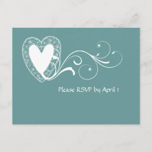 Victorian Lace Heart RSVP Invitation Postcard