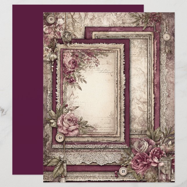 Victorian & Lace Scrapbook Paper  (Front/Back)