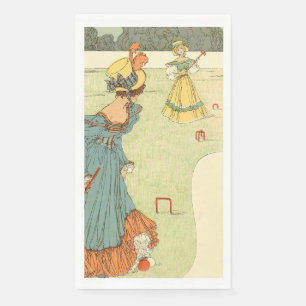 Victorian Ladies Croquet Vintage Garden Party Napkin