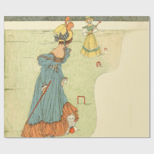 Victorian Ladies Croquet Vintage Garden Party Wrapping Paper
