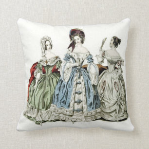 Victorian Ladies Fashion Throw Pillow