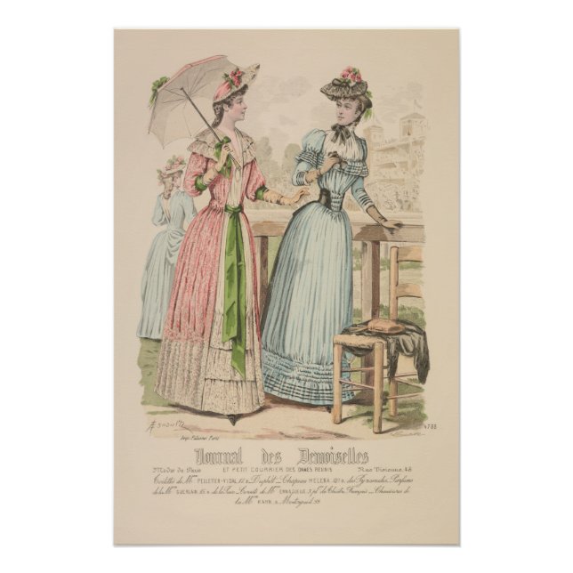 Victorian Ladies Longchamps Paris Vintage Ad Poster (Front)