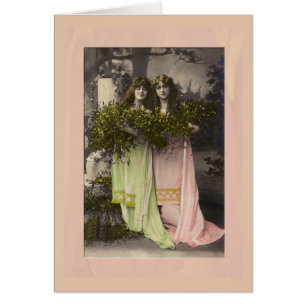 Victorian ladies with flowers in the cemetery