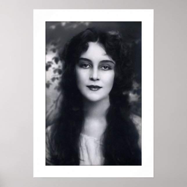 victorian lady black and white, long hair poster (Front)