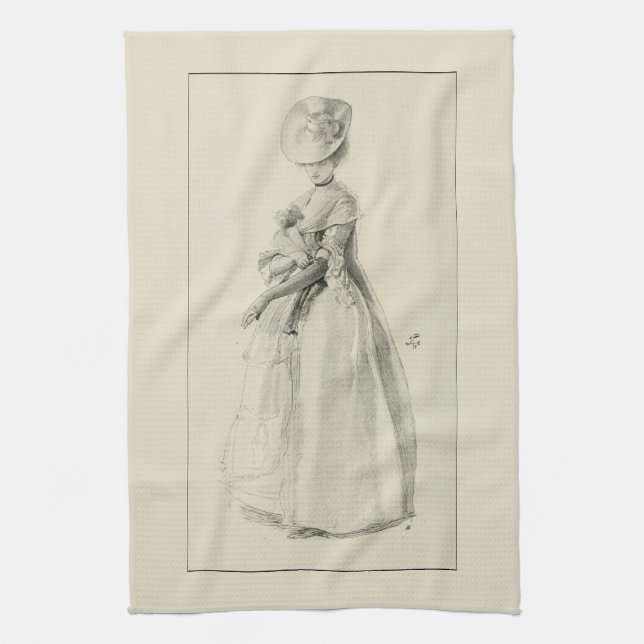 Victorian Lady Fashion Kitchen Towel (Vertical)