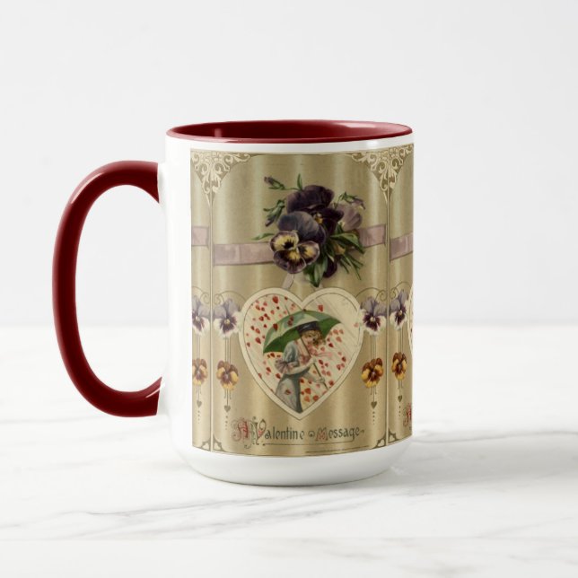 Victorian Lady Heart Vintage Valentine's Day  Mug (Left)