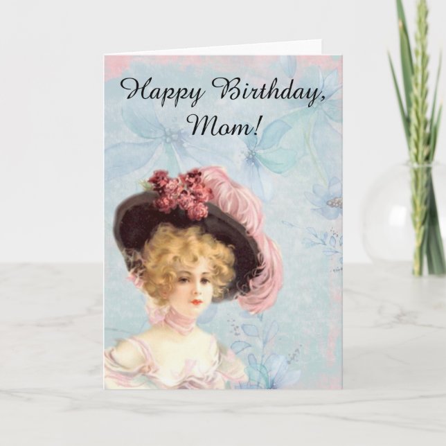 Victorian Lady in Feathered Hat Greeting Card (Front)