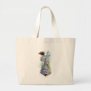 Victorian Lady in Lavender Dress Large Tote Bag