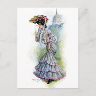 Victorian Lady in Lavender Dress Postcard