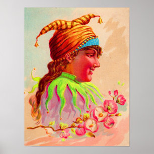 Victorian lady jester poster