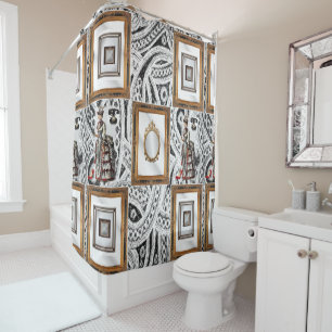 Victorian lady mirror shower curtain
