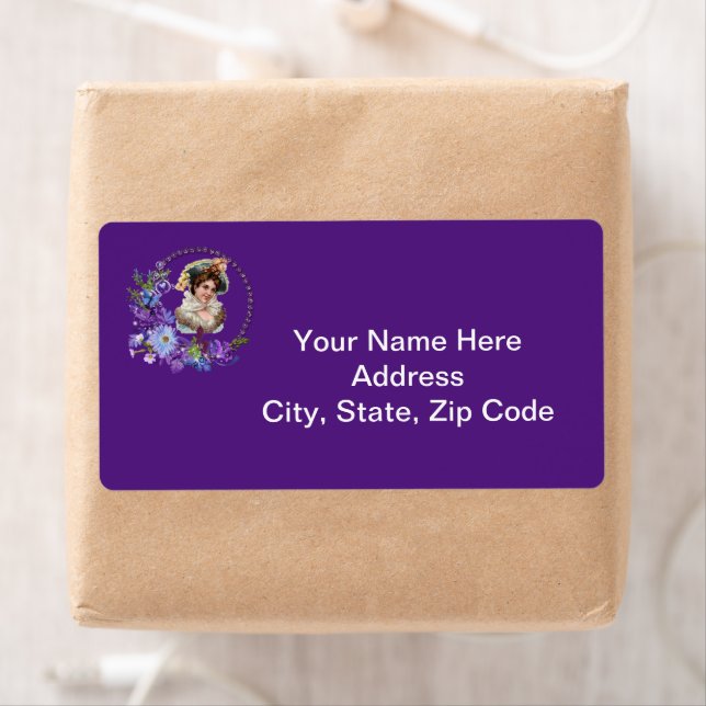 Victorian Lady Monogram Purple Labels (Insitu)
