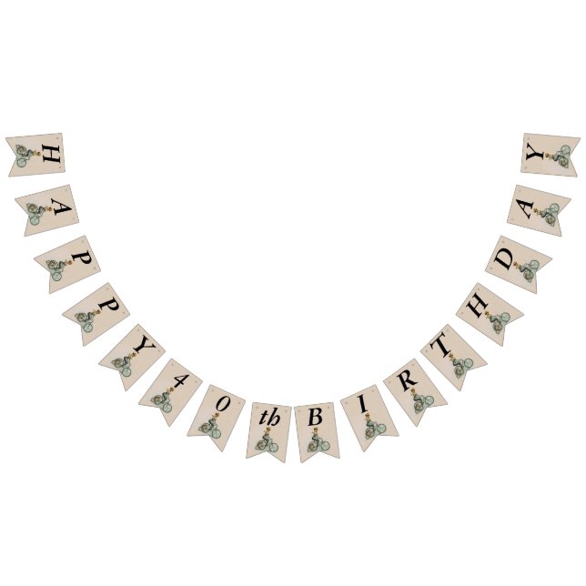 Victorian Lady on Bicycle Bulldog Birthday Tan Bunting Flags (All)