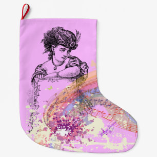 Victorian Lady Pink ColorSplash Christmas Stocking