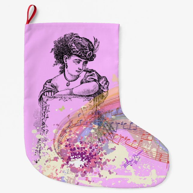 Victorian Lady Pink ColorSplash Christmas Stocking (Front)