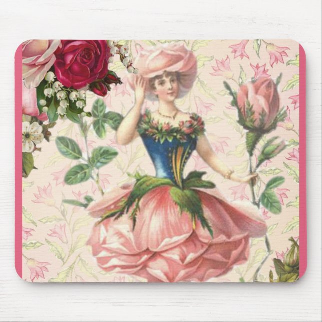 Victorian Lady Pink Rose Mouse Pad (Front)